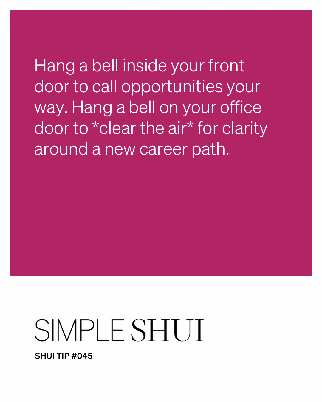 simple shui tip: ring new opportunities your way!