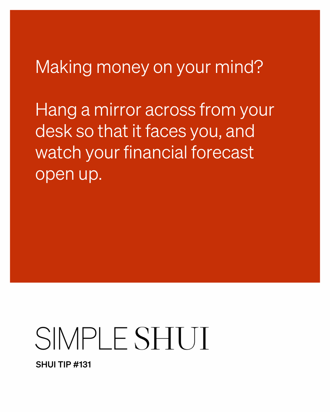 simple shui tip: open up your financial forecast