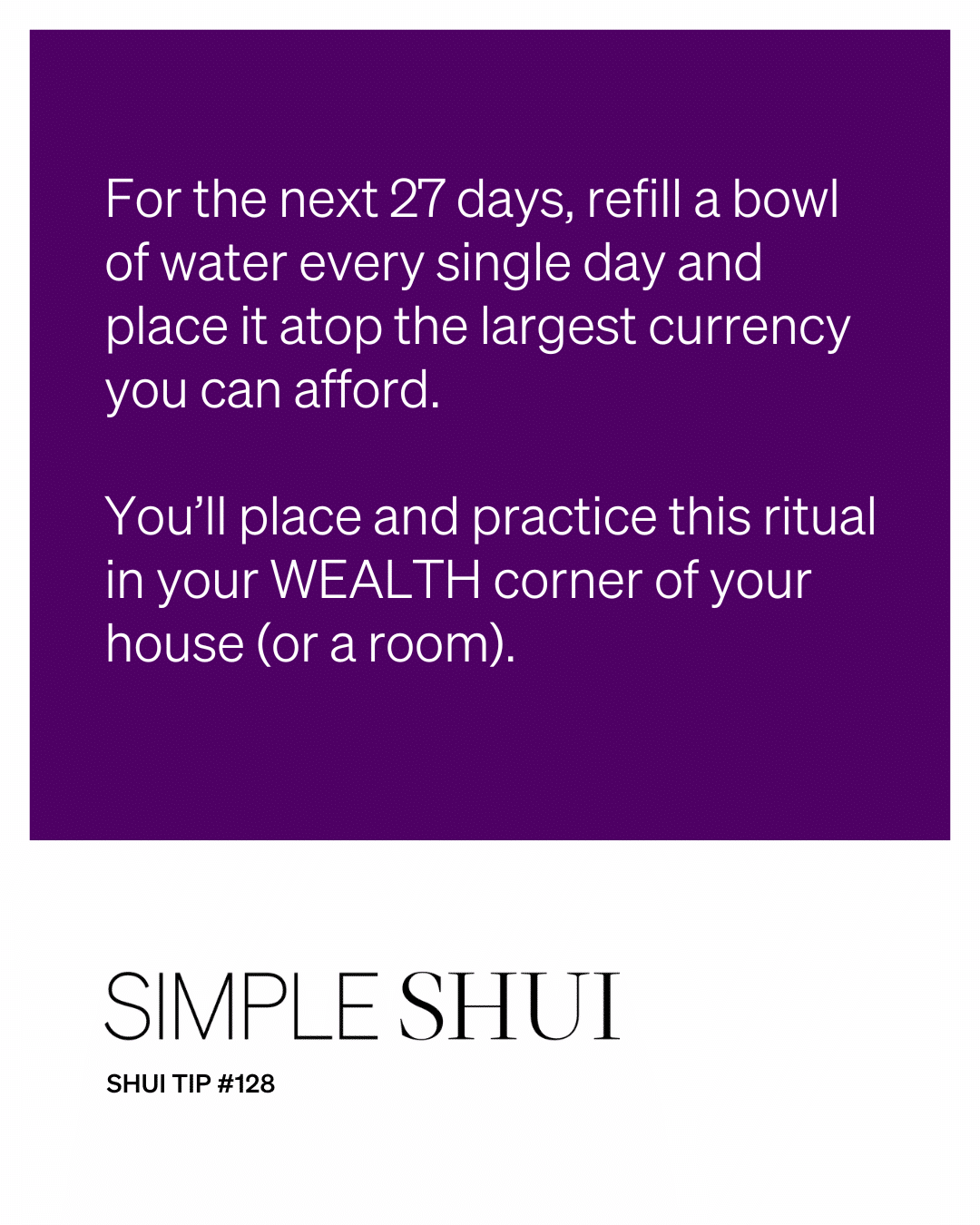 ritual 11: water bowl wealth ritual